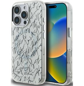 Etui KARL LAGERFELD Iml Karl Script Pattern MagSafe do Apple iPhone 16 Pro Biały