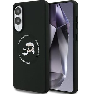 Etui KARL LAGERFELD Silicone Double Heads And Circle MagSafe do Samsung Galaxy S25 Edge Czarny