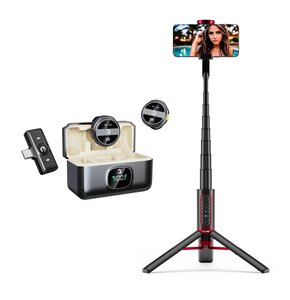 Mikrofon HAWK HW-MIC201 + Uchwyt selfie XLINE Premium BSF801 Bluetooth Czarno-czerwony