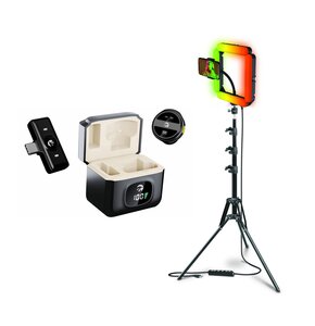 Mikrofon HAWK HW-MIC101 + Lampa pierścieniowa do smartfona segmentowa RGB XLINE SF700 selfie