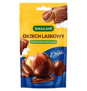 Orzechy laskowe w mlecznej czekoladzie BAKALLAND (72 g)