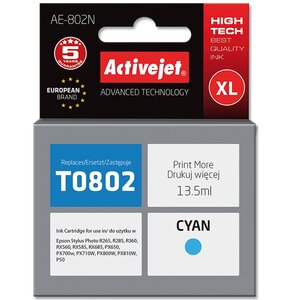 Tusz ACTIVEJET do Epson T0802 Błękitny 13.5 ml AE-802N