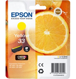 Tusz EPSON T3344 Żółty 4.5 ml C13T33444010