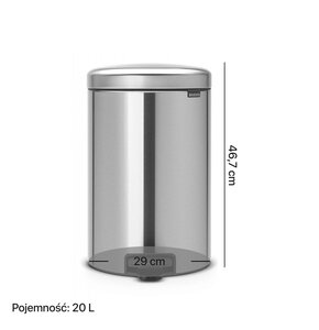 Kosz na śmieci z pedałem BRABANTIA 111907 NewIcon uszczelka przeciwzapachowa 20L Stal matowa