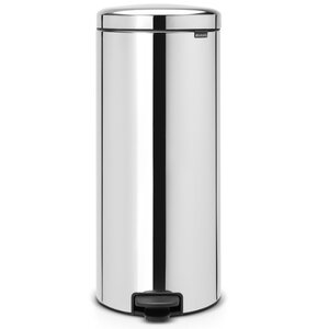 Kosz na śmieci z pedałem BRABANTIA 114366 NewIcon ciche zamykanie, przenośny 30L Stal błyszcząca