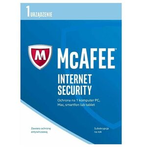 Antywirus MCAFEE Internet Security 2017 1 URZĄDZENIE 1 ROK Kod aktywacyjny