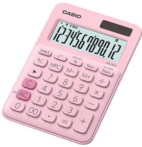 Kalkulator CASIO MS-20UC-PK-S Zasilanie bateryjno-słoneczne, 3 pamięci Różowy