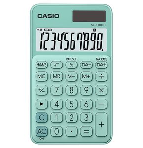Kalkulator CASIO SL-310UC-GN Zasilanie bateryjno-słoneczne, 4 pamięci Zielony