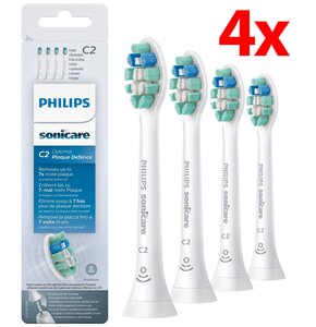 Oryginalne końcówki Philips Sonicare C2 HX 9024/10 Średnio miękkie włókna (4 szt. zapas na rok) (Usuwanie płytki bakteryjnej)