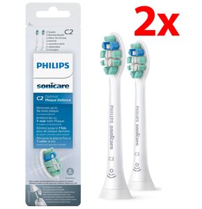 Oryginalne końcówki Philips Sonicare C2 HX 9022/10 Średnio miękkie włókna (2 szt.) (Usuwanie płytki bakteryjnej)
