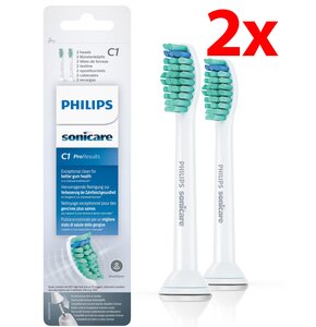 Oryginalne końcówki Philips Sonicare C1 HX6012/07 Średnio miękkie włókna (2 szt.) (Usuwanie płytki bakteryjnej)