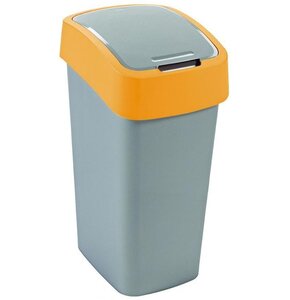 Kosz na śmieci uchylny CURVER Flip Bin szczelna pokrywa, plastik 45L Szaro-pomarańczowy