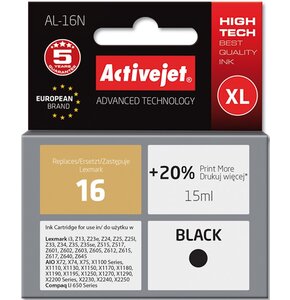 Tusz ACTIVEJET do Lexmark 10N0016 Czarny 15 ml AL-16N