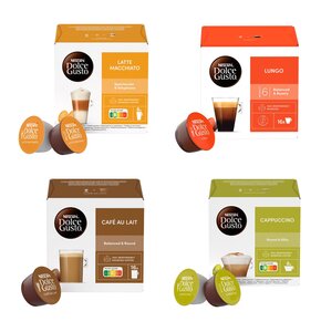 Kapsułki NESCAFE Dolce Gusto Latte Macchiato + Kapsułki NESCAFE Dolce Gusto Lungo + Kapsułki NESCAFE Dolce Gusto Cafe Au Lait + Kapsułki NESCAFE Dolce Gusto Cappuccino