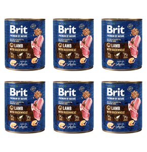 Karma dla psa BRIT Premium By Nature Jagnięcina z kaszą gryczaną 6 x 800 g