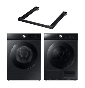 Pralka SAMSUNG BESPOKE AI WW11DB7B94GB EcoBubble 11kg 1400 obr Autodozowanie StayClean + Suszarka SAMSUNG BESPOKE AI DV90DB8845GBU4 z pompą ciepła + Łącznik SAMSUNG SKK-SSV Czarny