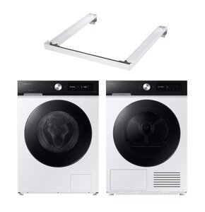 Pralka SAMSUNG BESPOKE AI WW11DB7B94GE EcoBubble 11kg 1400 obr Autodozowanie StayClean + Suszarka SAMSUNG BESPOKE AI DV90DB7845GEU4 z pompą ciepła + Łącznik SAMSUNG SKK-SSW Biały