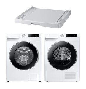 Pralka SAMSUNG WW11DG6B25LEU4 AI Energy EcoBubble A SpaceMax 11kg 1400 obr + Suszarka SAMSUNG AI DV90DG6845LEU4 z pompą ciepła + Łącznik SAMSUNG SKK-UDW