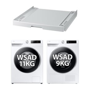Pralka SAMSUNG WW11DG6B25LEU4 AI Energy EcoBubble A SpaceMax 11kg 1400 obr + Suszarka SAMSUNG DV90T6240LE Optimal Dry AI Control + Łącznik SAMSUNG SKK-UDW