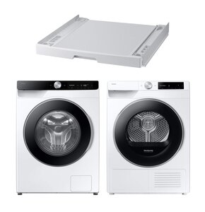 Pralka SAMSUNG WW11DG6B85LKU4 AI Energy EcoBubble 11kg 1400 obr Autodozowanie + Suszarka SAMSUNG AI DV90DG6845LEU4 z pompą ciepła + Łącznik SAMSUNG SKK-UDW