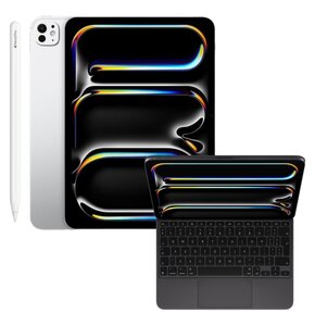Tablet APPLE iPad Pro 11" 5 gen. 2024 Nanoglass 1 TB Wi-Fi Srebrny + Etui na iPad Pro 11 cali APPLE Magic Keyboard Czarny Klawiatura + Rysik APPLE Pencil Pro