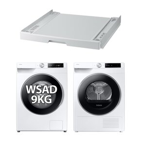 Pralka SAMSUNG WW90DG6U85LEU4 AI 9kg 1400 obr Autodozowanie + Suszarka SAMSUNG AI DV90DG6845LEU4 z pompą ciepła + Łącznik SAMSUNG SKK-UDW