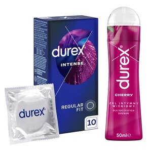 Prezerwatywy DUREX Intense (10 szt.) + Żel intymny DUREX Wiśniowy 50 ml
