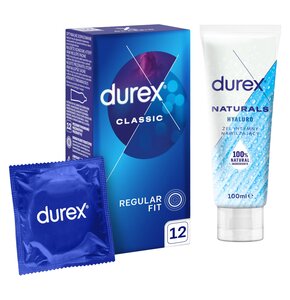 Prezerwatywa DUREX Classic (12 szt.) + Żel intymny DUREX Naturals Hyaluro 100 ml