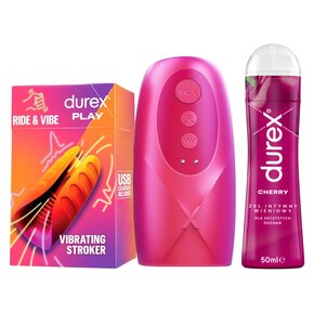 Wibrujący masturbator DUREX Play Ride & Vibe + Żel intymny DUREX Wiśniowy 50 ml