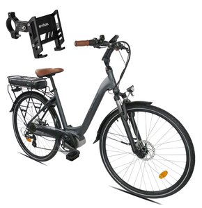 Rower elektryczny INDIANA Urban 600 U16 28 cali Grafitowy + Uchwyt na telefon do roweru VÖGEL VUC601
