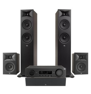 Amplituner JBL MA510 Czarny + Kolumny głośnikowe JBL Stage 2 260F Czarny (2 szt.) + Kolumna głośnikowa JBL Stage 2 240 B Czarny (2 szt.) + Głośnik centralny JBL Stage 2 245C Czarny (1 szt.)