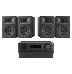 Amplituner JBL MA510 Czarny + Kolumna głośnikowa JBL Stage 2 240 B Czarny (4 szt.) + Głośnik centralny JBL Stage 2 245C Czarny (1 szt.)