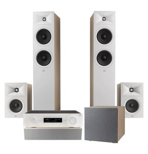 Amplituner JBL MA510 Biały + Kolumny głośnikowe JBL Stage 2 260F Biały (2 szt.) + Kolumna głośnikowa JBL Stage 2 240 B Biały (2 szt.) + Głośnik centralny JBL Stage 2 245C Biały (1 szt.) + Subwoofer JBL Stage 2 200 P Biały