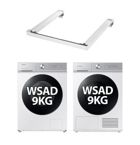 Pralka SAMSUNG WW90DB8U95GHU4 AI Control EcoBubble A 9kg 1400 obr Autodozowanie + Suszarka SAMSUNG AI DV90BB9445GHS6 + Łącznik SAMSUNG SKK-SSW Biały