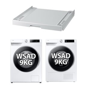 Pralka SAMSUNG WW90DG6U25LEU4 AI Control EcoBubble 9kg 1400 obr + Suszarka SAMSUNG DV90T6240LE Optimal Dry AI Control + Łącznik SAMSUNG SKK-UDW