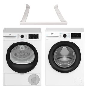 Suszarka slim BEKO b300 XBM3T68239W  z pompą ciepła 8kg EcoGentle Prosmart Steam Cure + Pralka BEKO b300 XBM3WFU47215W EnergySpin SteamCure kl.A 7kg 1200 obr. + Łącznik BEKO SLIM PSKS