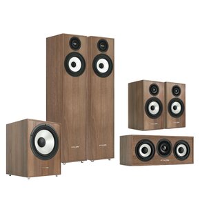 Koluma głośnikowa PYLON AUDIO Pearl 20 Orzech (2 szt.) + Kolumny głośnikowe PYLON AUDIO Pearl Monitor Orzech (2 szt.) + Głośnik centralny PYLON AUDIO Pearl Center Orzech (1 szt.) + Subwoofer PYLON AUDIO Pearl Sub Orzech