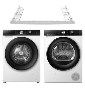 Pralka HISENSE WF3S8043BW3/PL Seria 3S 8kg 1400 obr Wi-Fi Connectlife Smart Wizzard Programy z parą + Suszarka HISENSE DH3S802BW3 PL + Łącznik HISENSE SKHDSNW