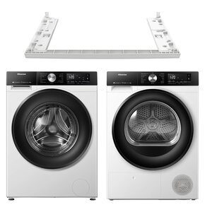 Pralka HISENSE WF3S8045BW3PL Seria 3S 8kg 1400 obr Wi-Fi Connectlife Autodozowanie Smart Wizzard Programy z parą + Suszarka HISENSE DH3S802BW3 PL + Łącznik HISENSE SKHDSNW