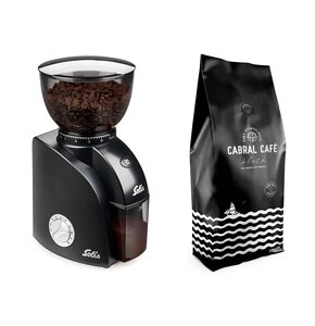 Młynek do kawy SOLIS Scala Zero Static + Kawa ziarnista CABRAL CAFE Black 1 kg (Rzemieślnicza)