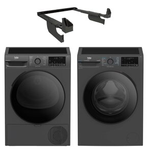 Suszarka slim BEKO b300 XBM3T47249M z pompą ciepła 7kg EcoGentle Prosmart + Pralka BEKO b300 XBM3WFU47215M EnergySpin SteamCure kl.A 7kg 1200 obr. + Łącznik BEKO Manhattan Gray Slim