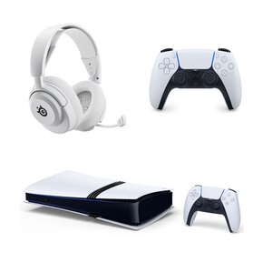 Konsola SONY PlayStation 5 Pro + Kontroler SONY DualSense Biały + Słuchawki STEELSERIES Arctis Nova 5P Wireless, Nauszne, Dźwięk przestrzenny Biały