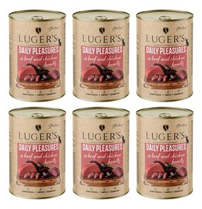Karma dla kota LUGER'S Daily Pleasures Wołowina i Serca z kurczaka 6 x 400 g