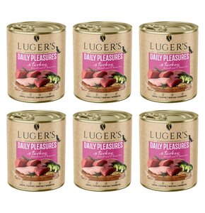 Karma dla psa LUGER'S Daily Pleasures z indykiem, brokułem i ryżem brązowym 6 x 800 g