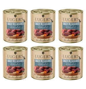 Karma dla psa LUGER'S Daily Pleasures z reniferem, marchewką i brązowym ryżem 6 x 800 g