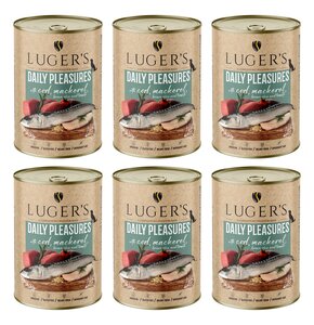 Karma dla psa LUGER'S Daily Pleasures z dorszem, makrelą, pomidorem i ryżem brązowym 6 x 400 g