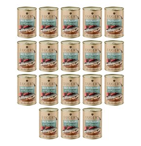 Karma dla psa LUGER'S Daily Pleasures z dorszem, makrelą, pomidorem i ryżem brązowym 18 x 400 g