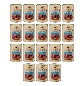 Karma dla psa LUGER'S Daily Pleasures z reniferem, marchewką i brązowym ryżem 18 x 400 g