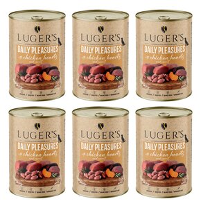 Karma dla psa LUGER'S Daily Pleasures z sercami z kurczaka i marchewką 6 x 400 g