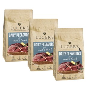 Karma dla psa suszona LUGER'S Daily Pleasures Cielęcina i Jagnięcina 3 x 9 kg